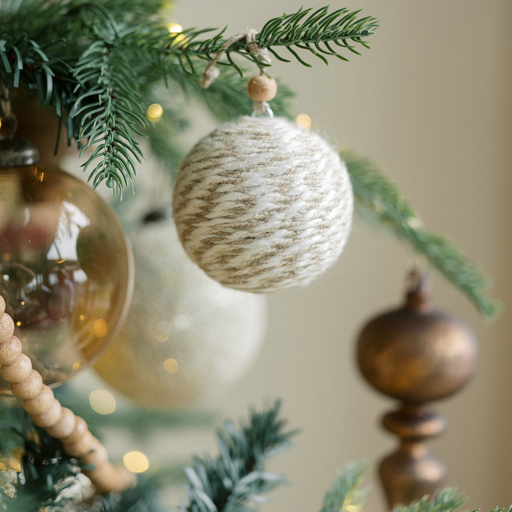 Natural Jute Christmas Ornaments with Wood Beads