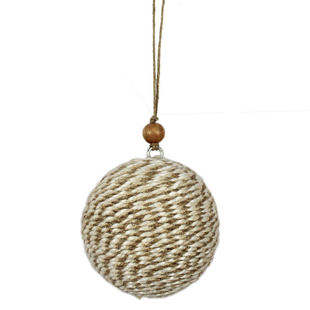 Natural Jute Christmas Ornaments with Wood Beads