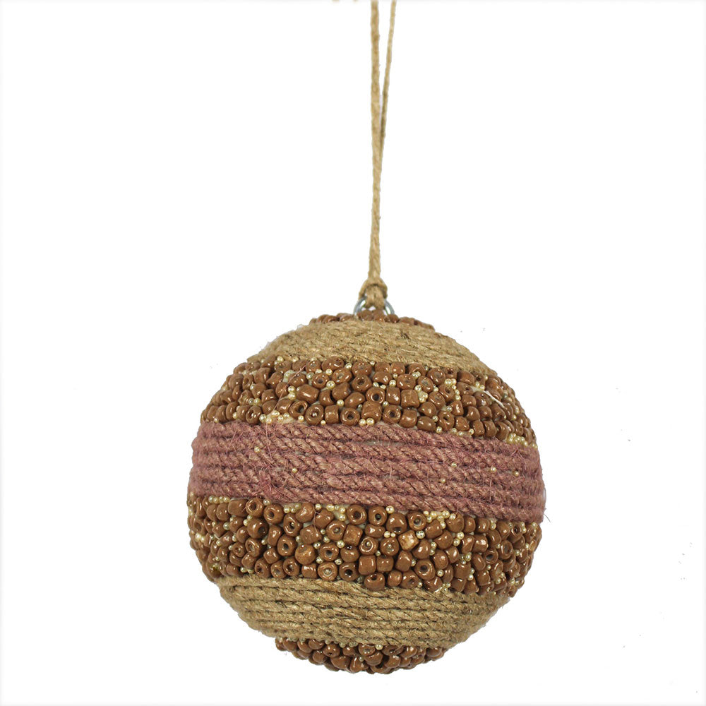 Natural Jute Christmas Ornaments with Wood Beads