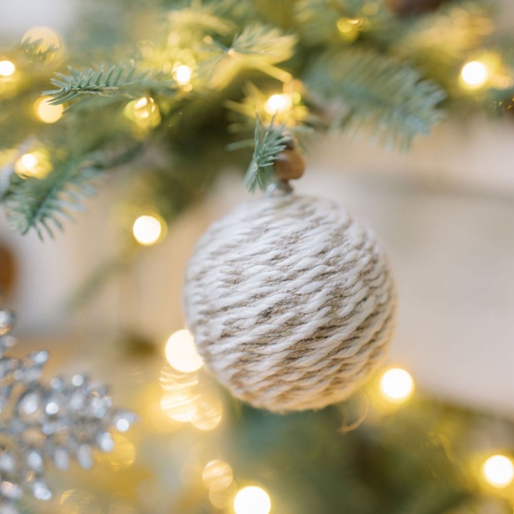 Natural Jute Christmas Ornaments with Wood Beads