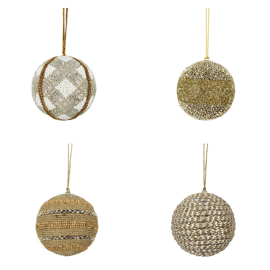 Handcrafted Shimmery Jute Christmas Ornaments