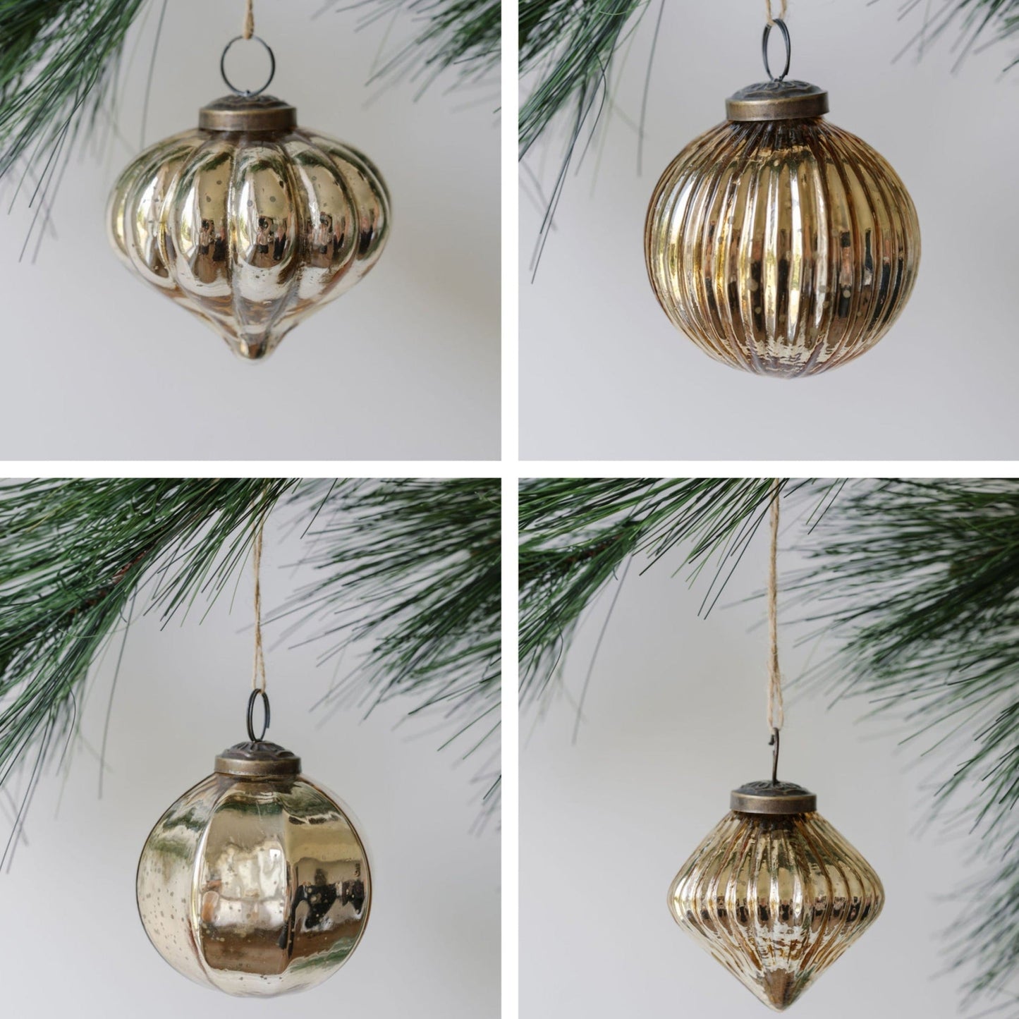 Handcrafted Antique Gold Mercury Glass Ornaments