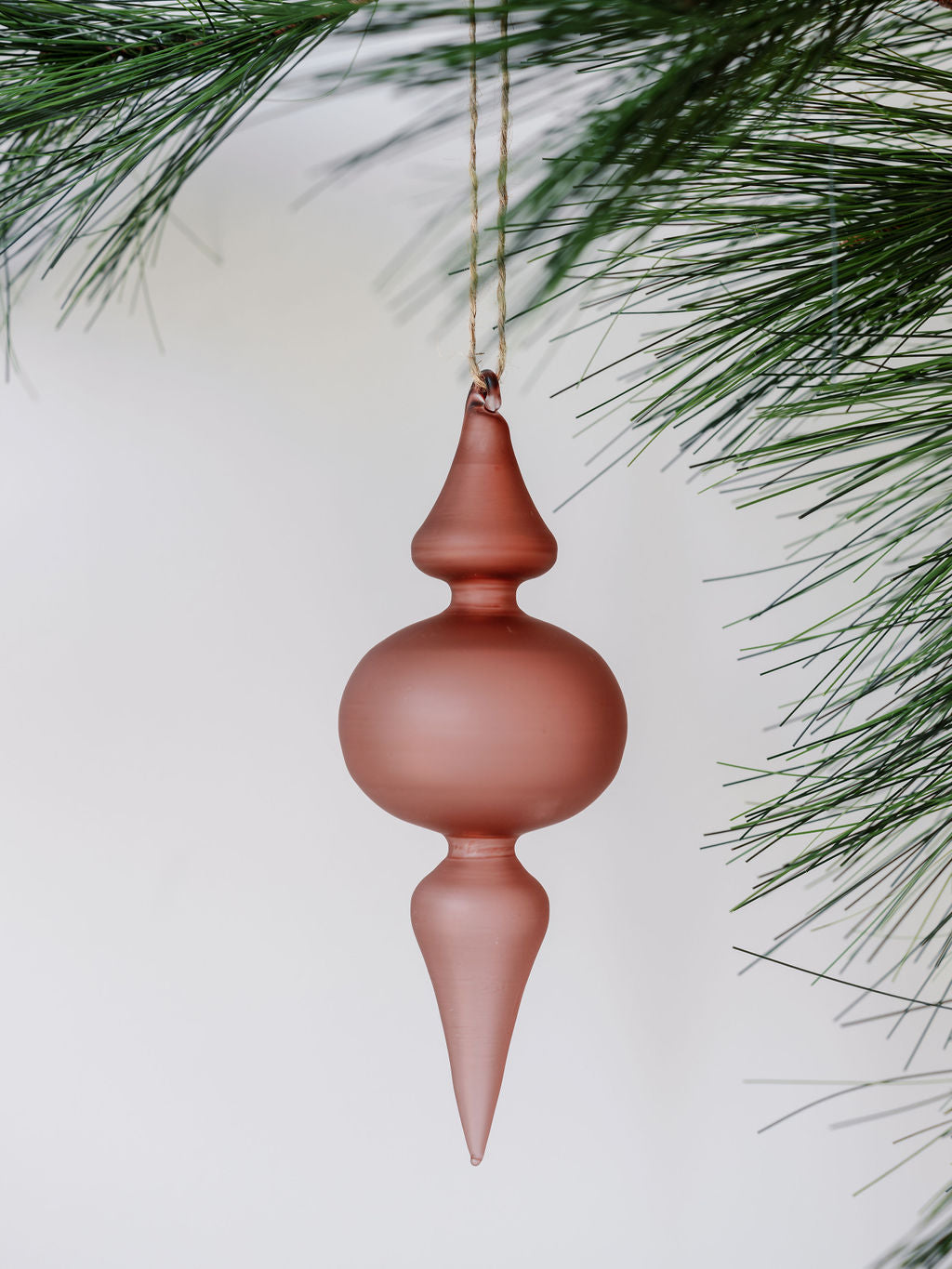 Vintage Rose & Bordeaux Glass Finial Ornaments