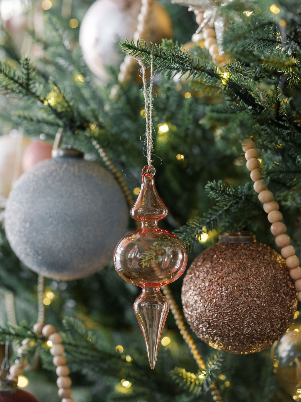 Vintage Rose & Bordeaux Glass Finial Ornaments