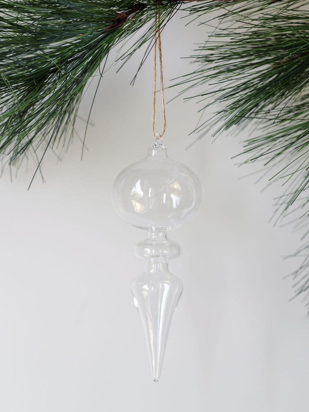 Elegant Neutral Glass Finial Ornaments