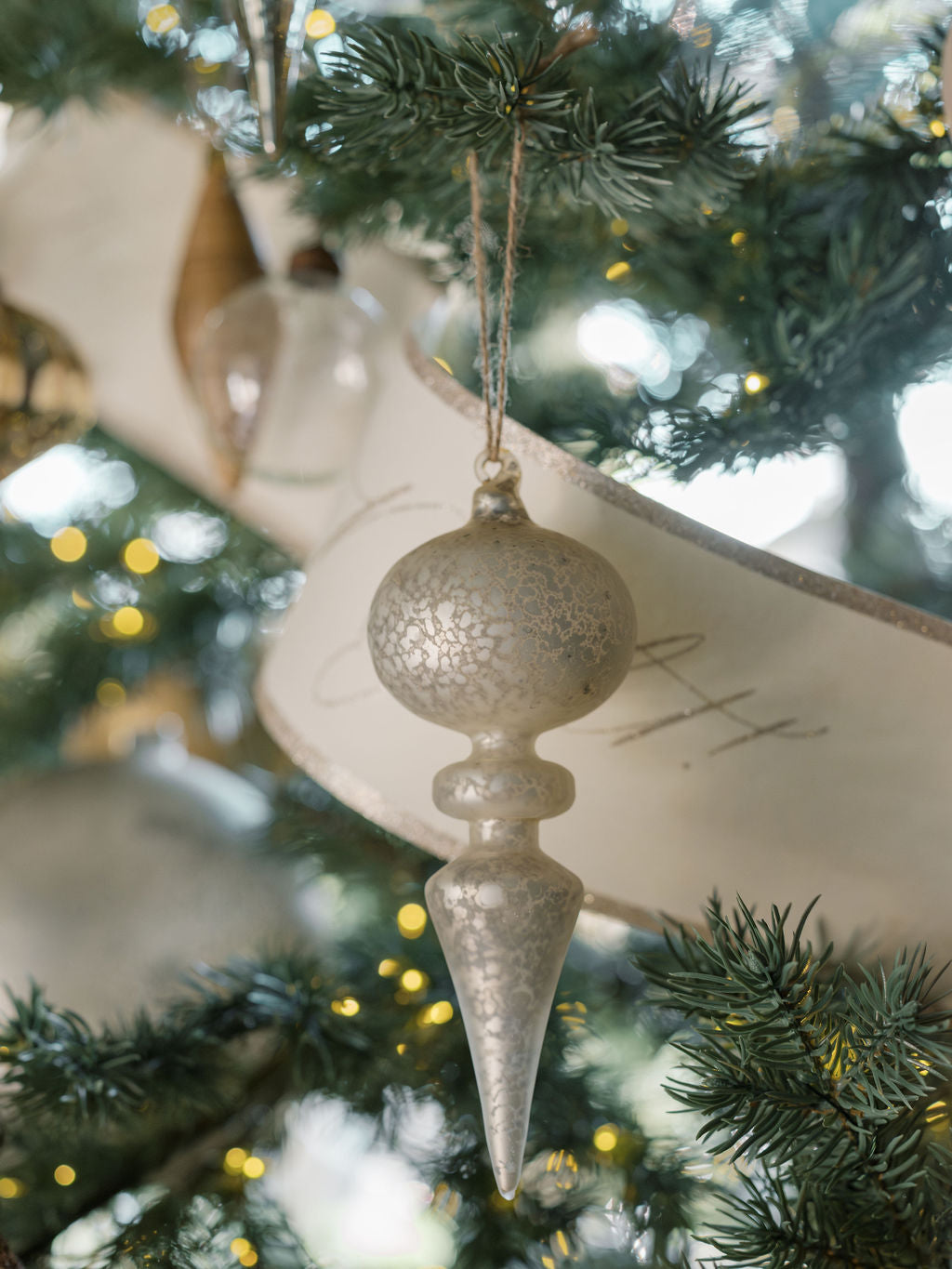 Elegant Neutral Glass Finial Ornaments