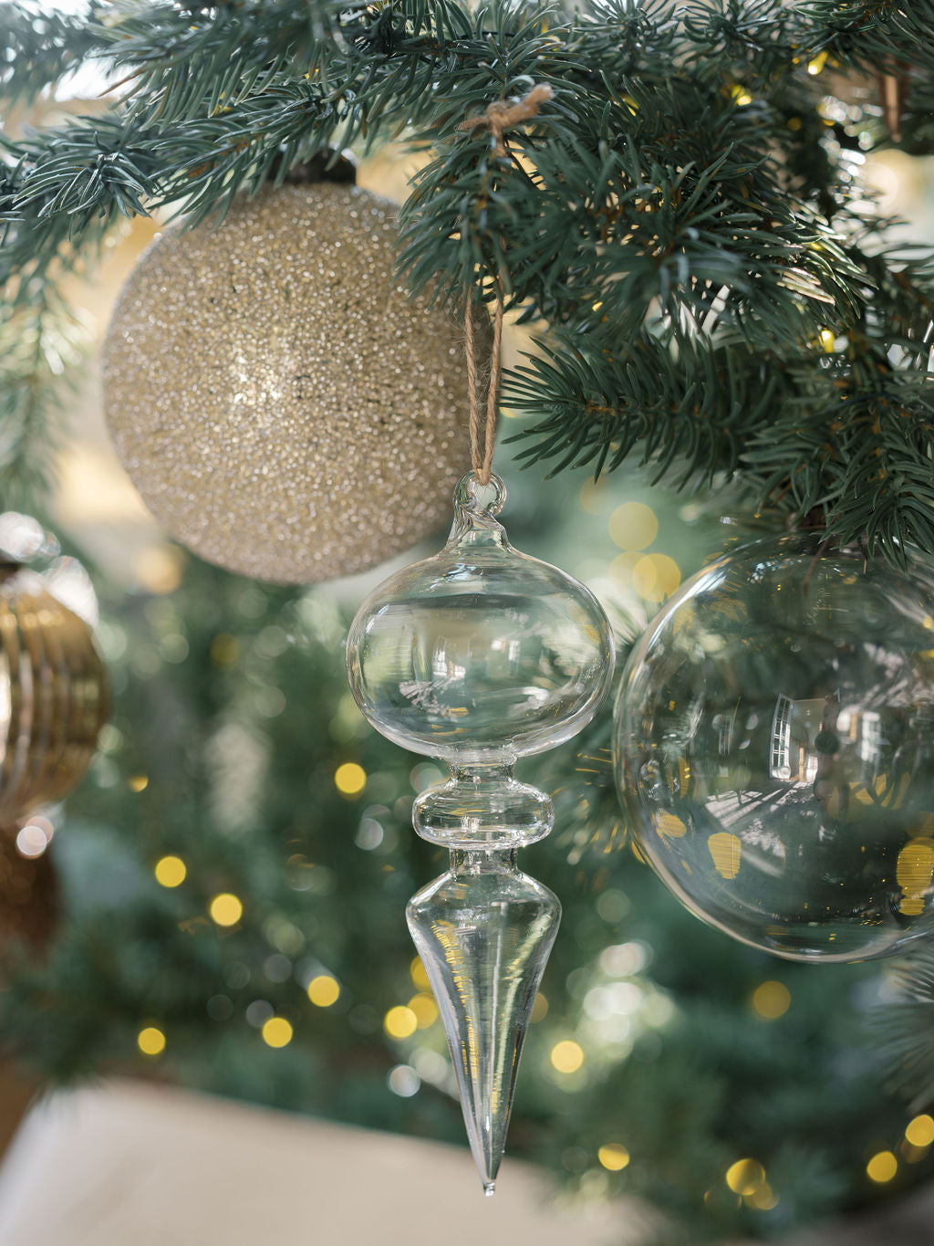 Elegant Neutral Glass Finial Ornaments