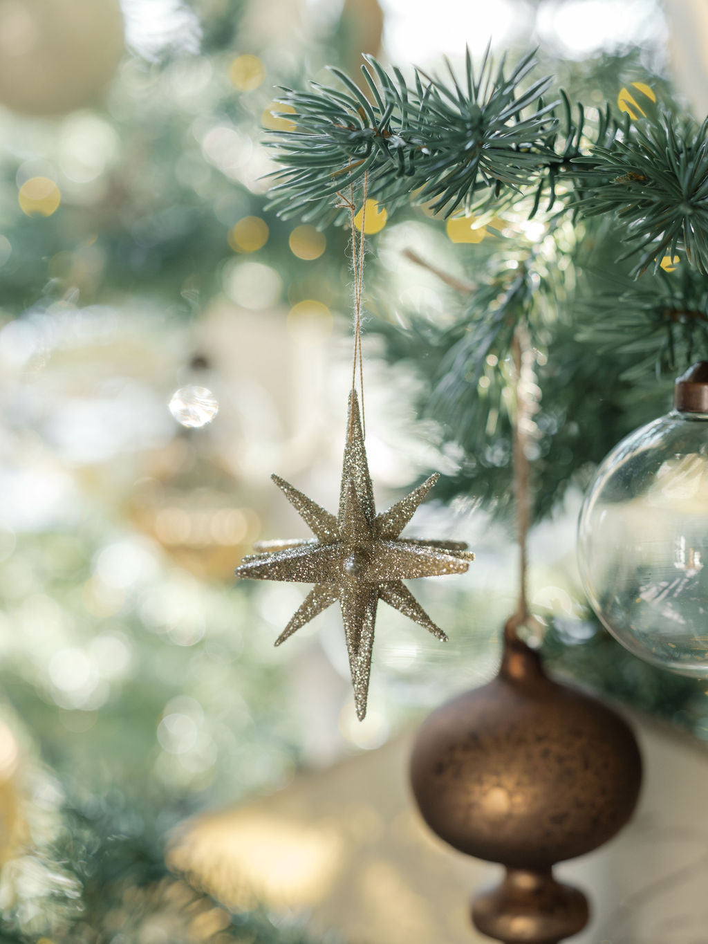 Dazzling Gold Glitter Starburst Ornaments