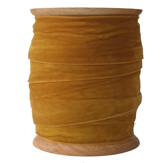 Luxurious Wide Hand Dyed Velvet Ribbon in Gold