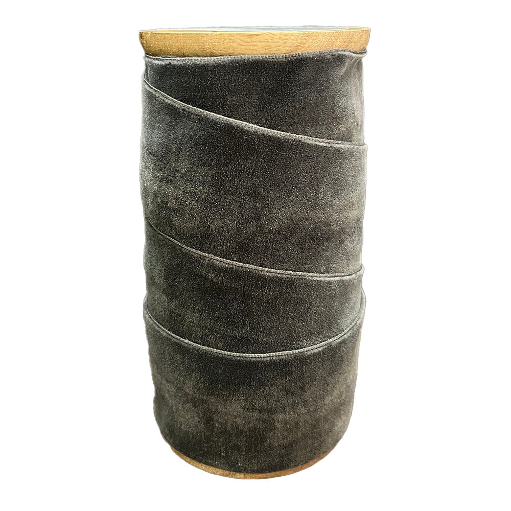 Luxurious Handmade Wide Dark Grey Velvet Ribbon
