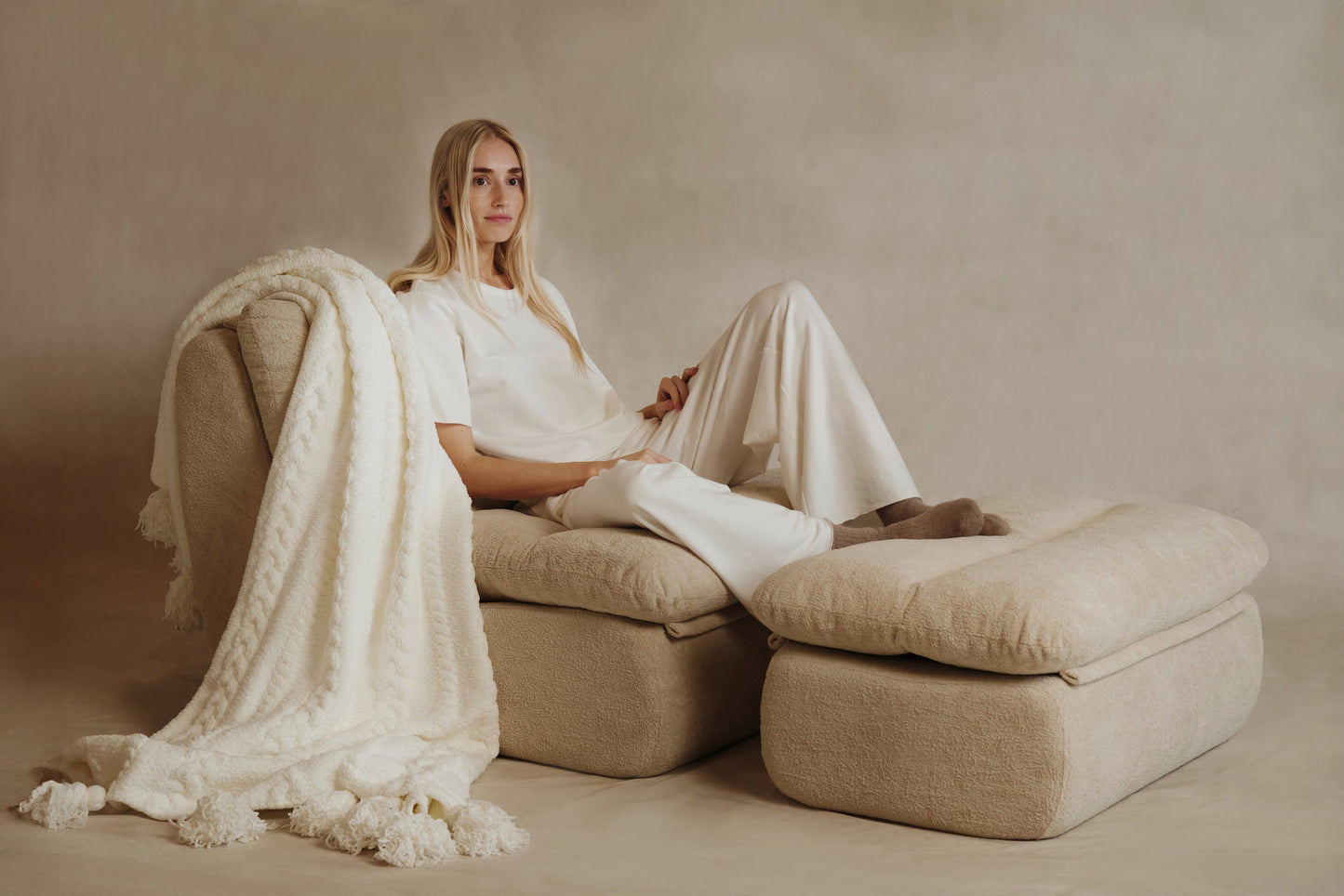 Braided Pom Pom Throw