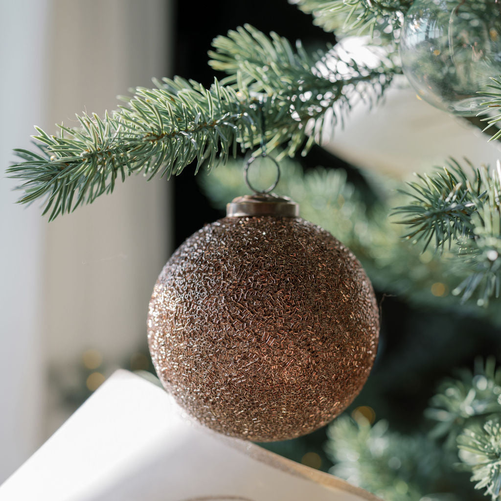 Handcrafted  Antique Bronze Beaded Glass Ornaments