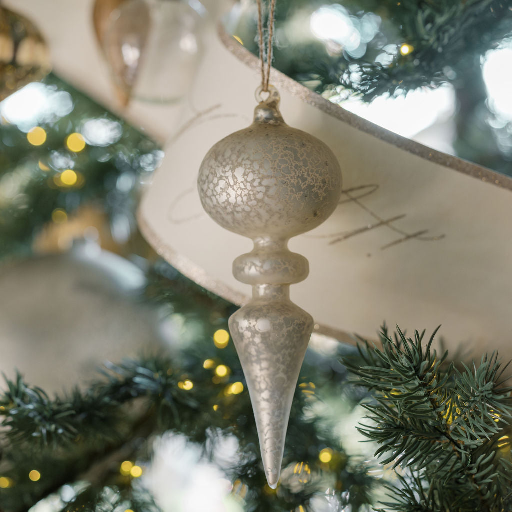 Elegant Neutral Glass Finial Ornaments