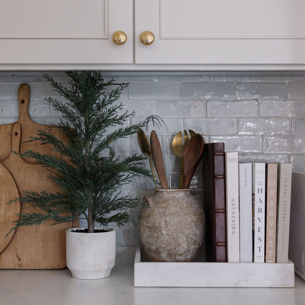 Artificial Cedar Tree in Cream Pot