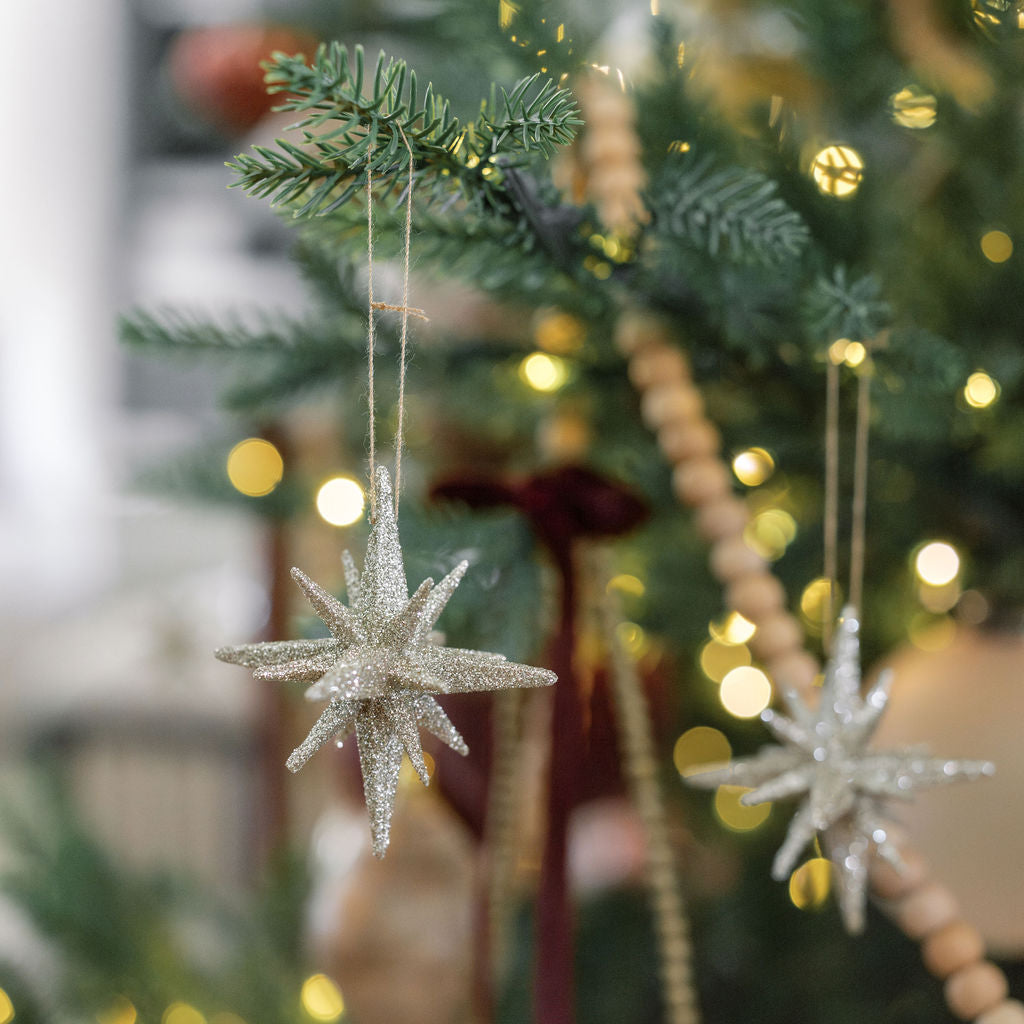 Dazzling Gold Glitter Starburst Ornaments