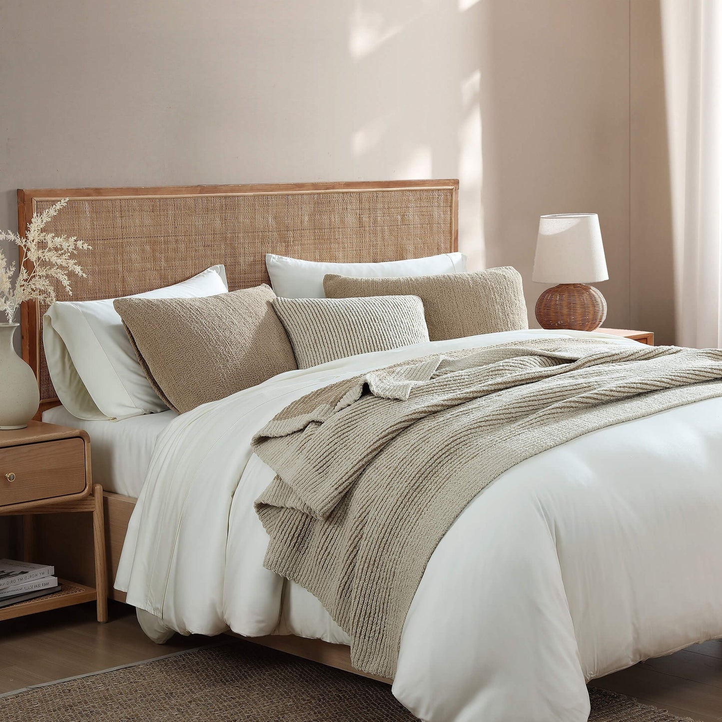 Two-Tone Ribbed Throw Pillow