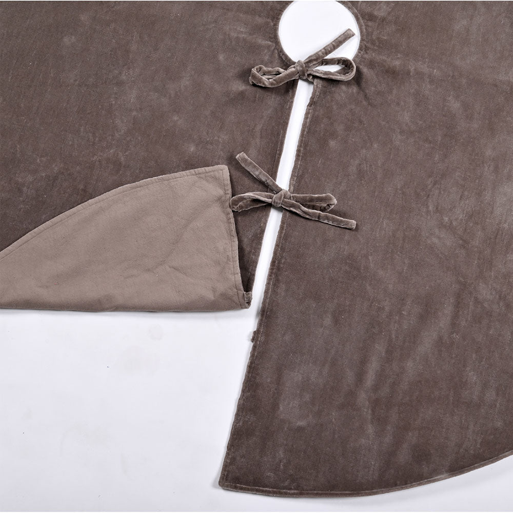 Luxury Handcrafted Velvet Tree Skirt in Rich Espresso Color
