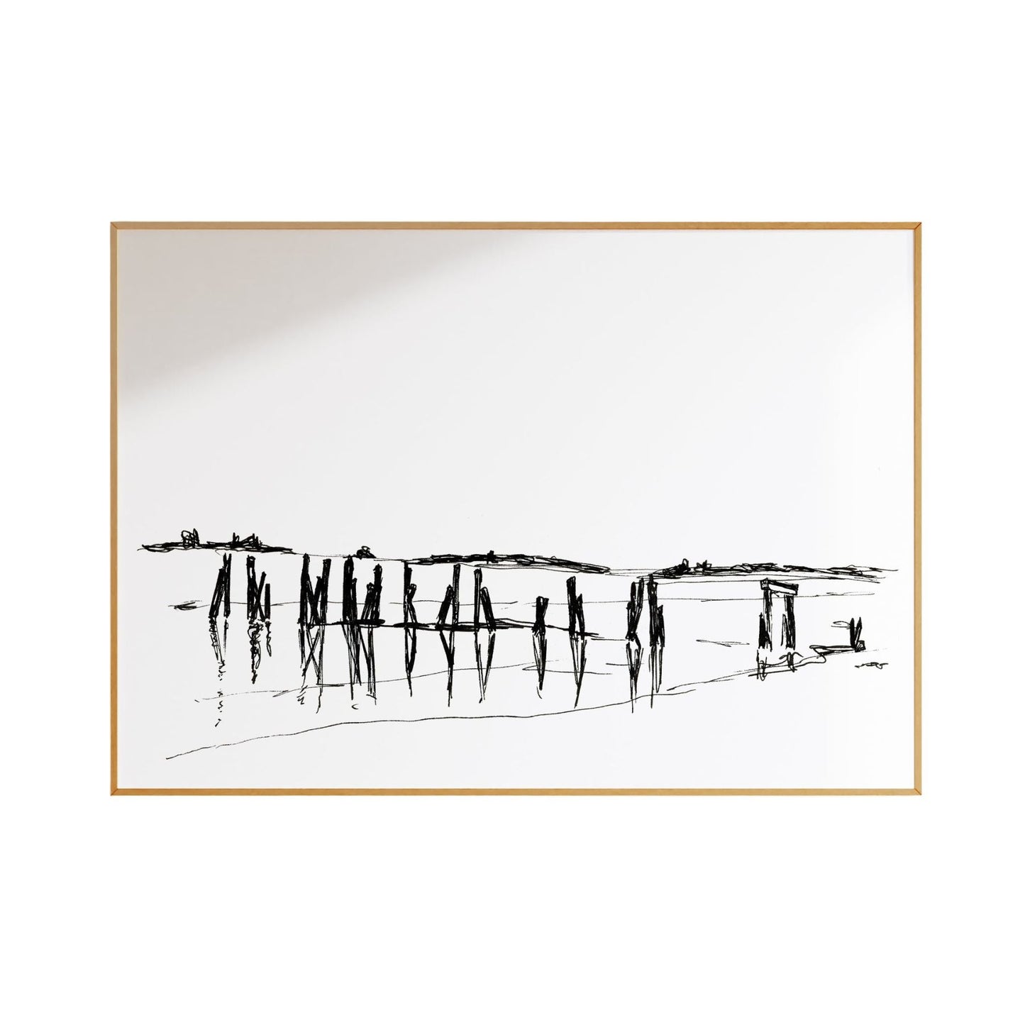 Coastal Line Drawing, West Beach, Fine Art Print