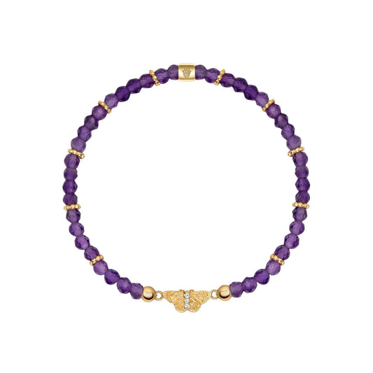 Spiritual Transformation - Amethyst Butterfly Charm Bracelet