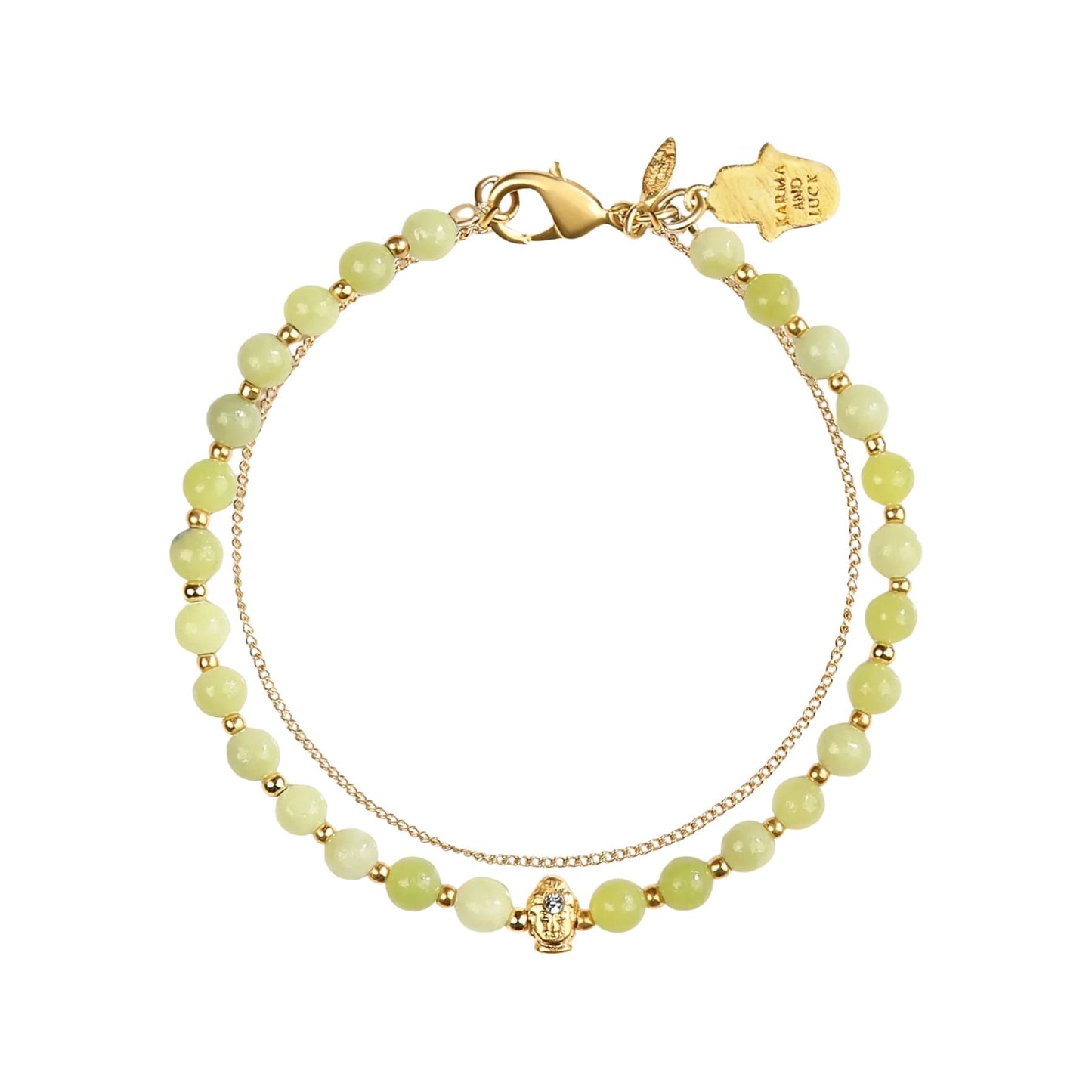 Enlightened Soul - Buddha Jade Gold Chain Bracelet