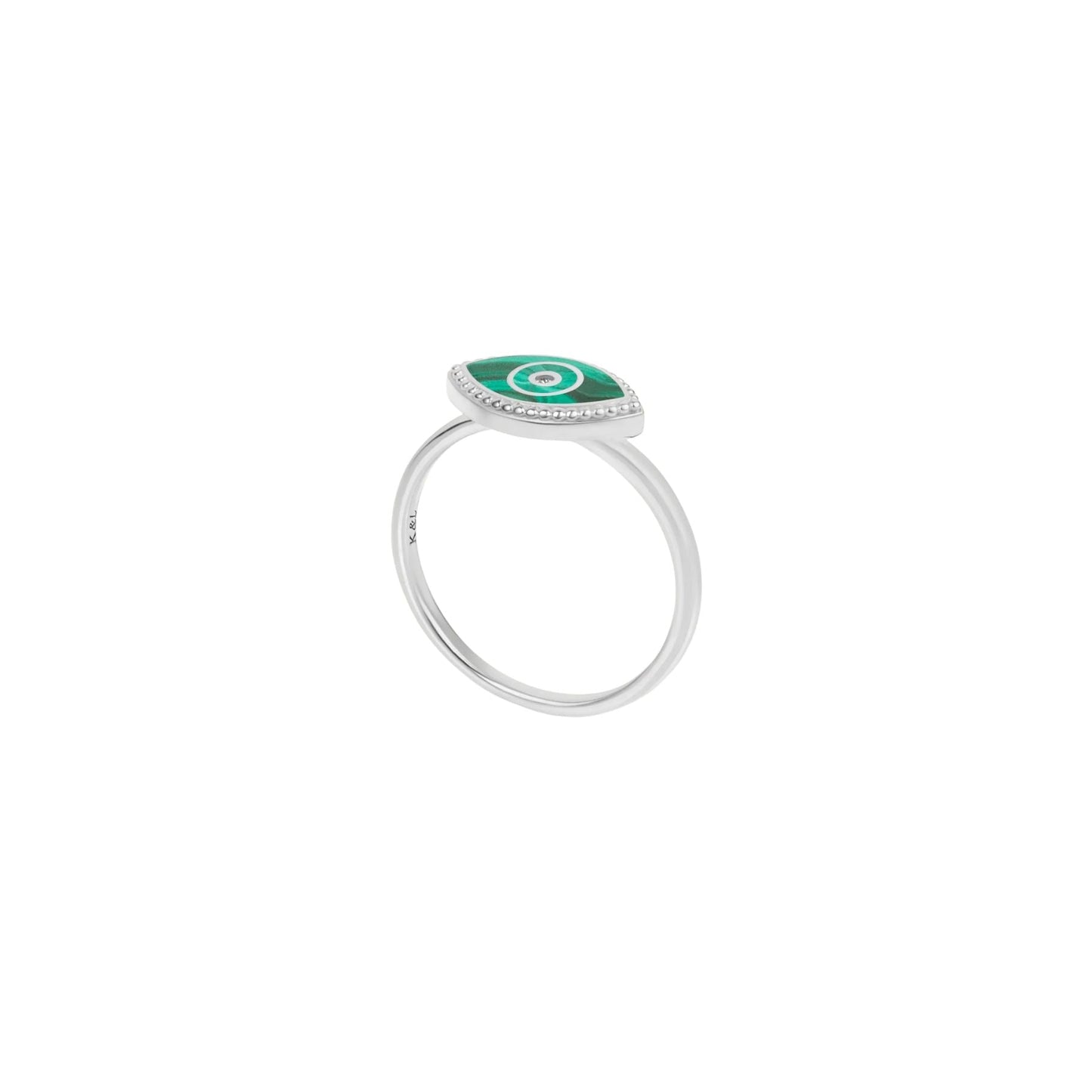 Clear Ambitions Malachite Evil Eye Ring