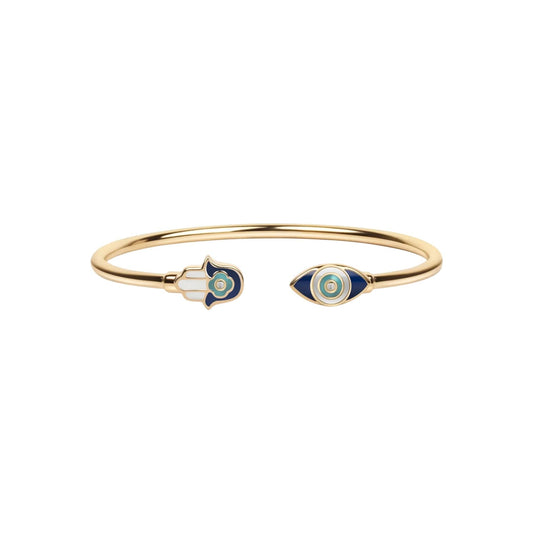 Positive Light - Enamel Hamsa Evil Eye Cuff