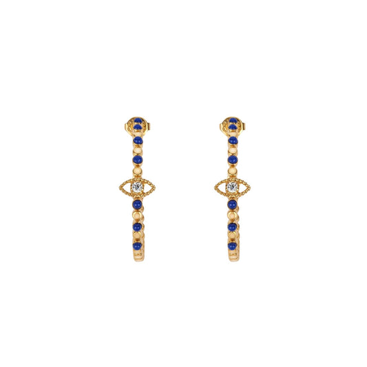 Truth Seeker - Evil Eye Lapis Hoop Earrings