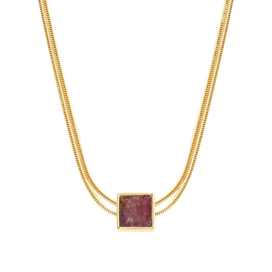 Charm & Harmonize - Pink Tourmaline Evil Eye October Birthstone Necklace