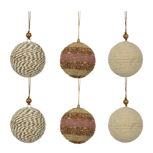 Natural Jute Christmas Ornaments with Wood Beads