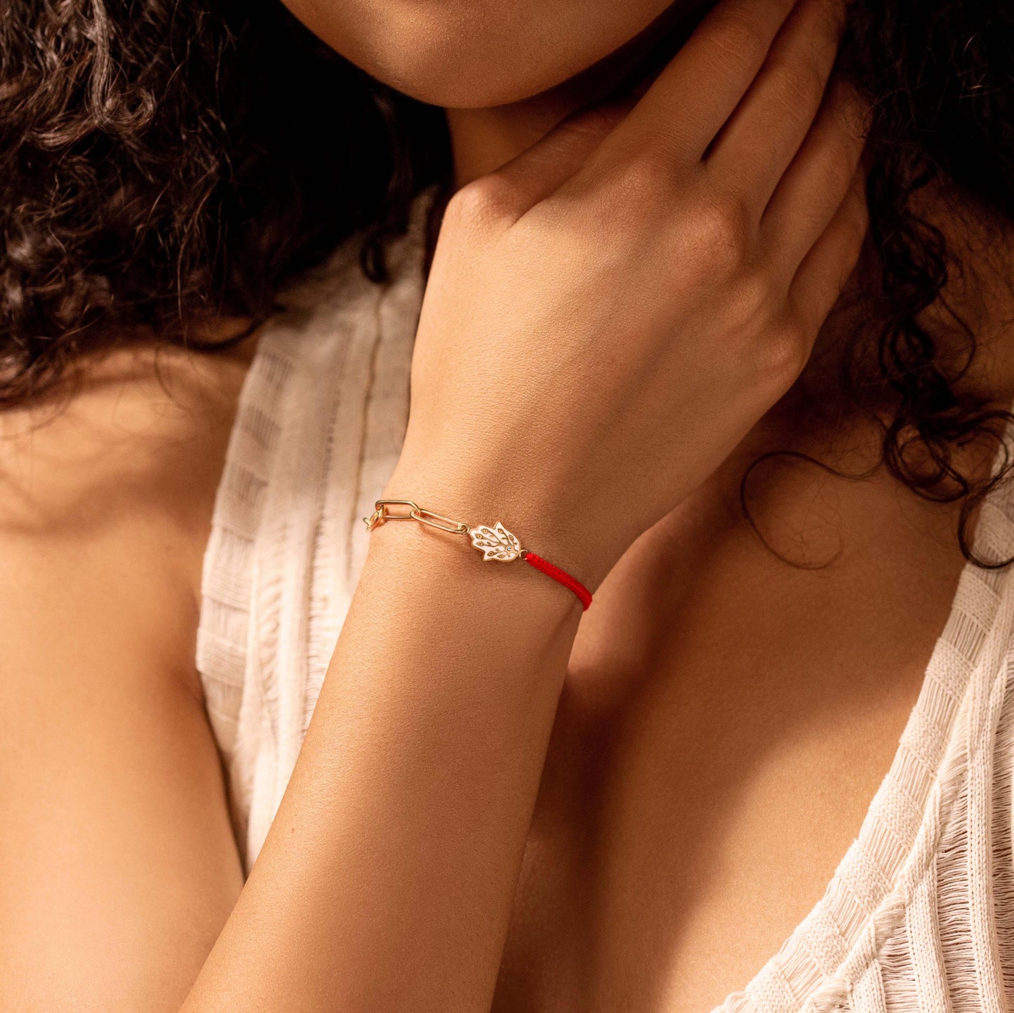 Exuberant Optimism - Red String Chain Hamsa Bracelet