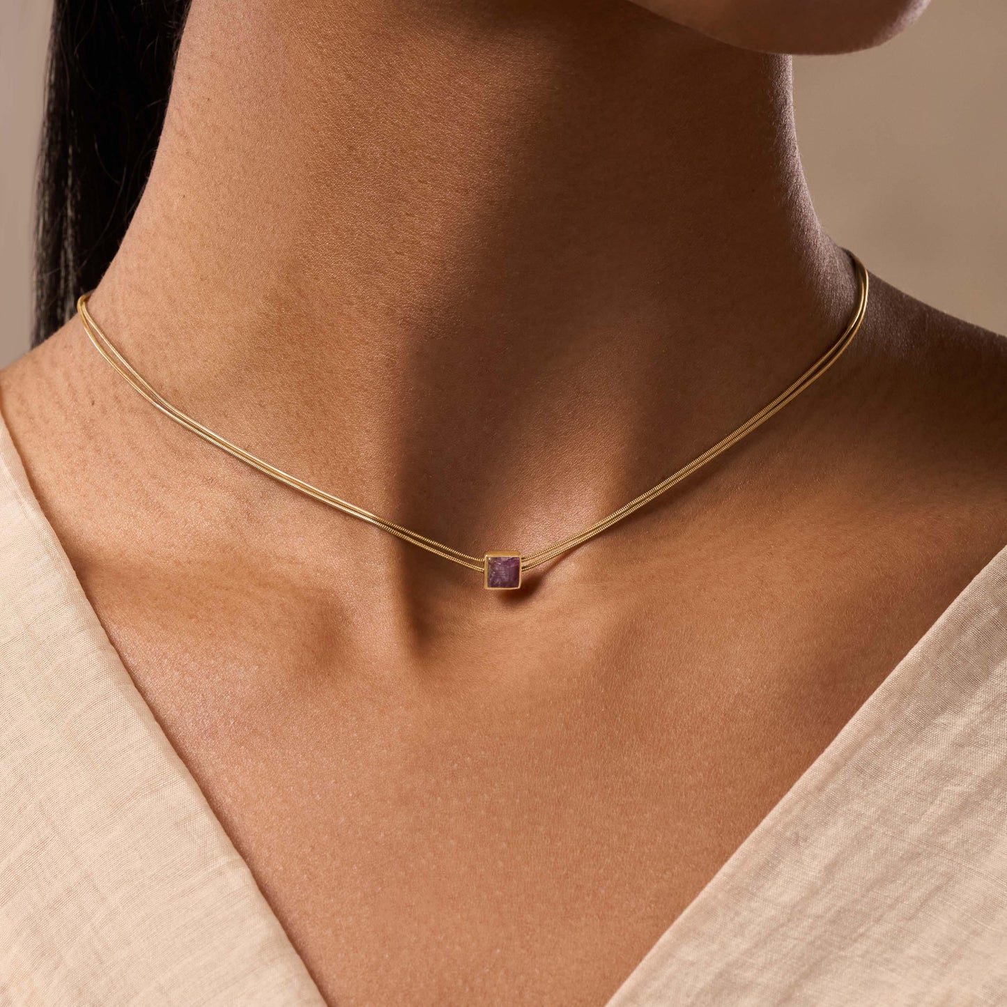 Charm & Harmonize - Pink Tourmaline Evil Eye October Birthstone Necklace