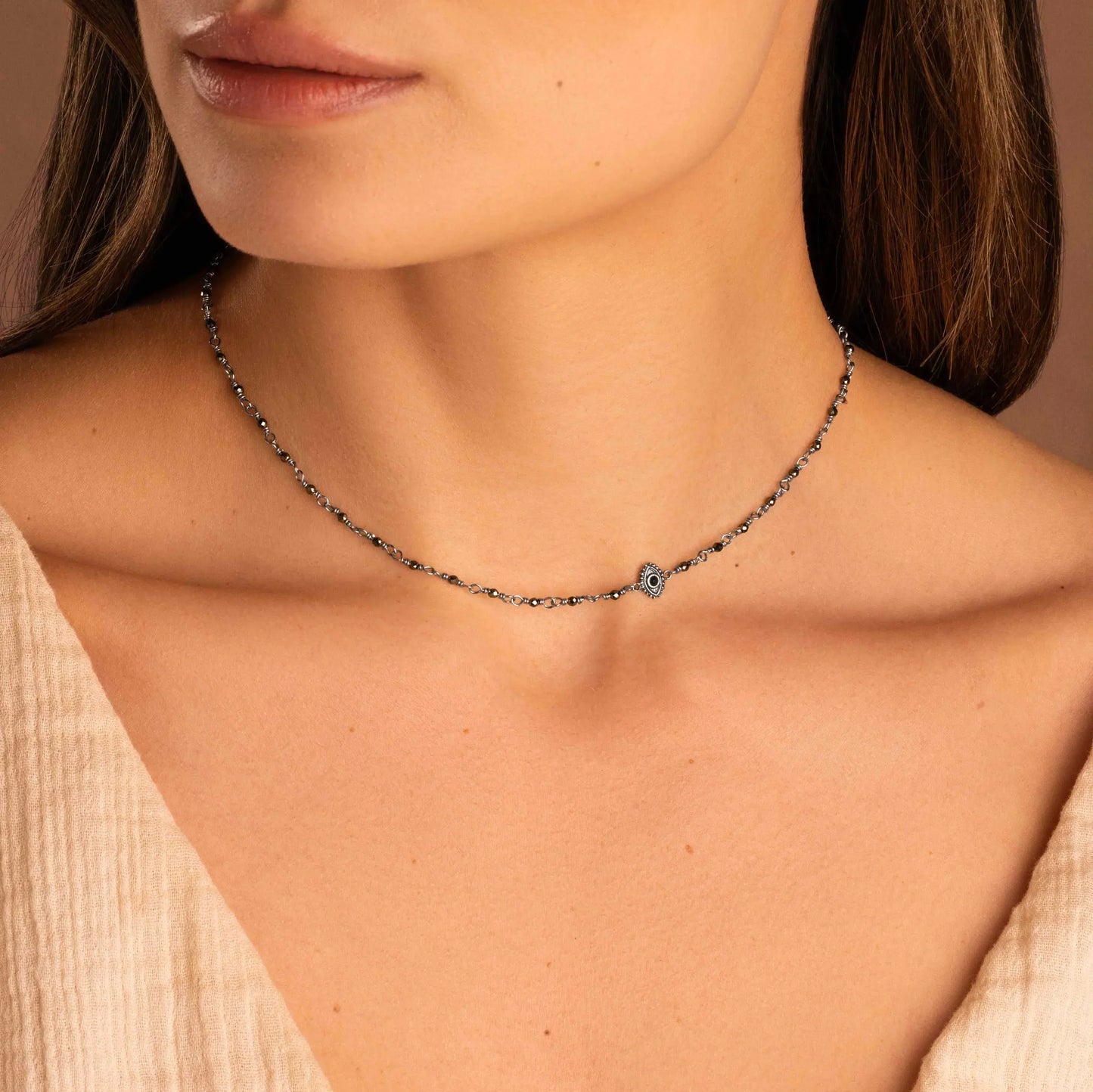 Harmony Guardian - Hematite Evil Eye Necklace