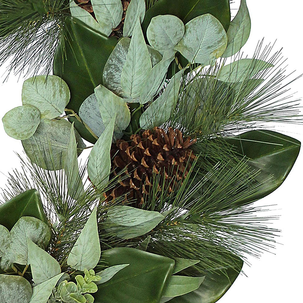 Lifelike Faux Magnolia, Eucalyptus, Pinecone & Needle Pine