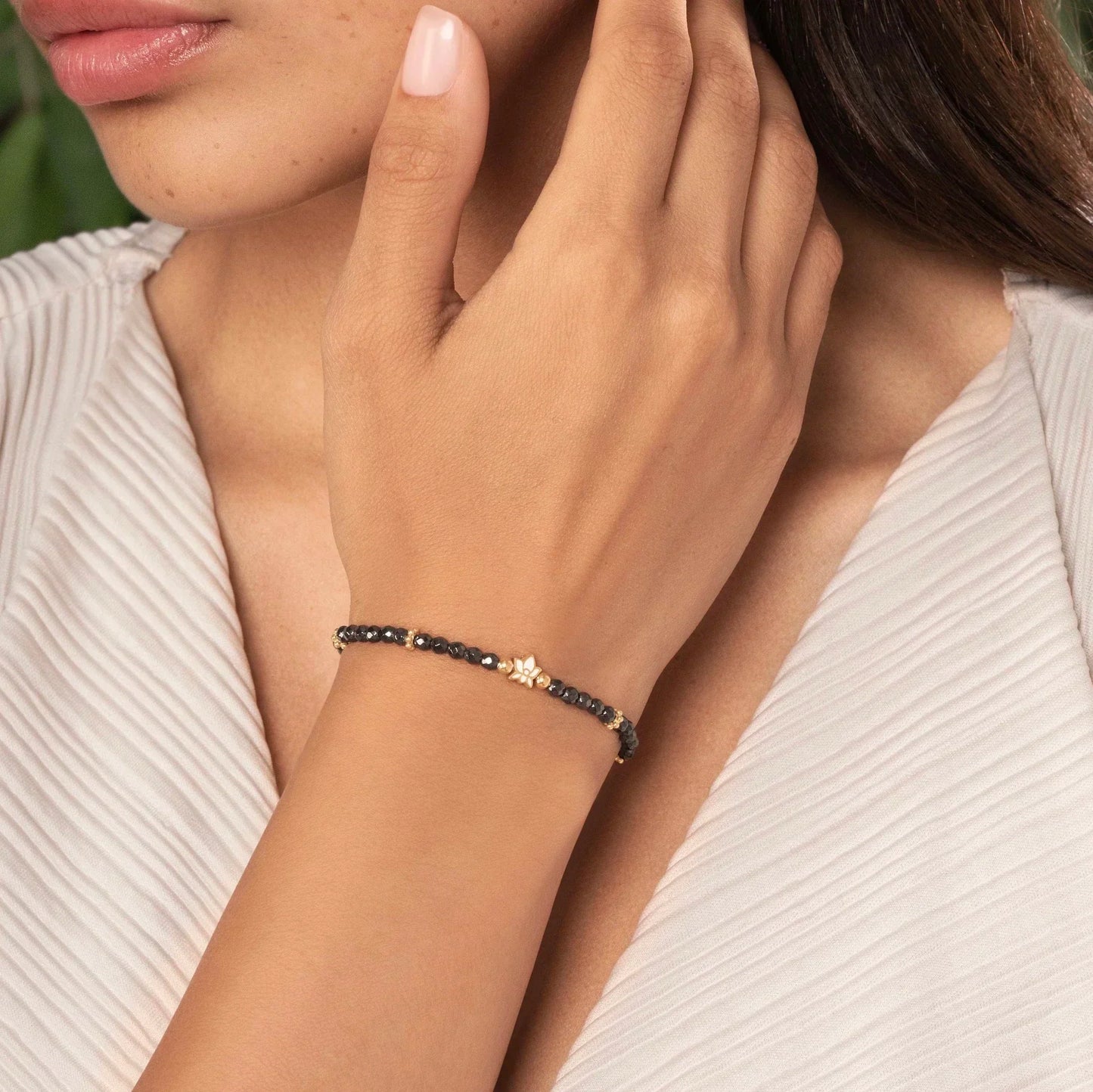 Graceful Resilience - Hematite Lotus Bracelet