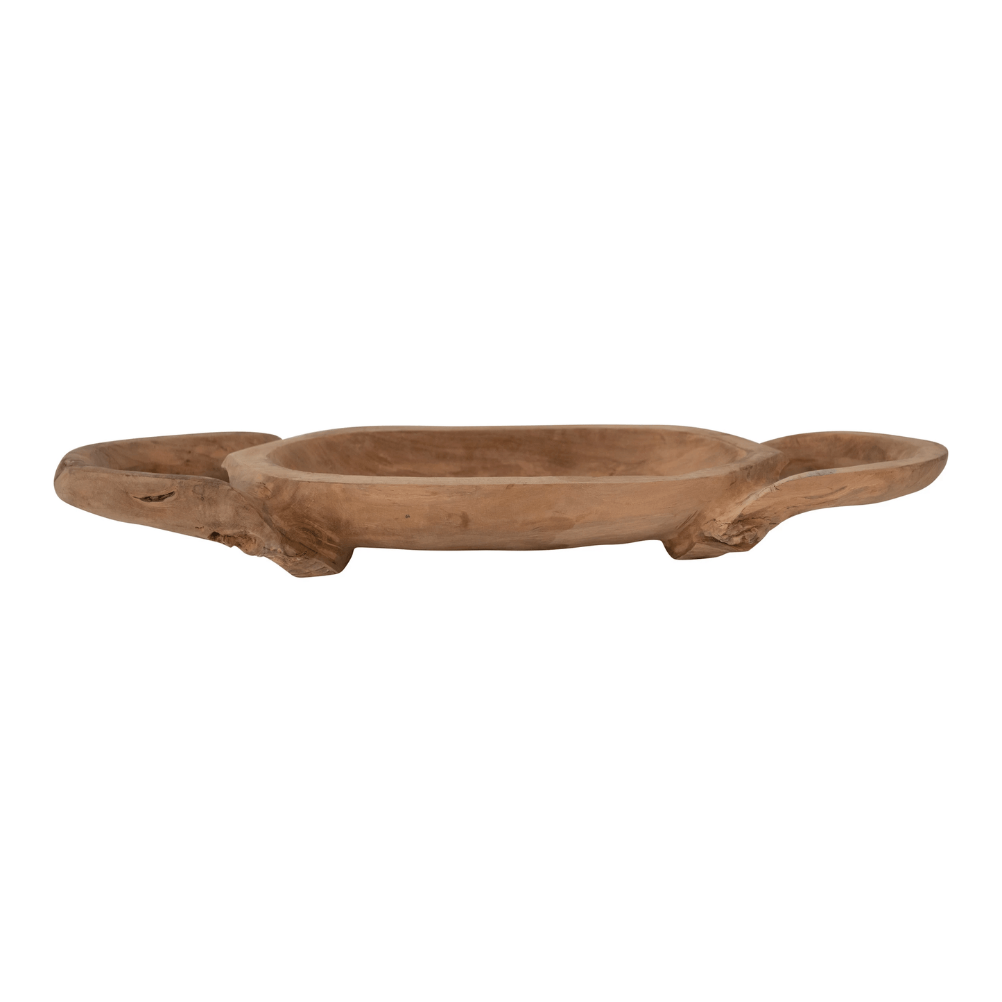 Decorative Hand-Carved Teakwood Tray with Handles