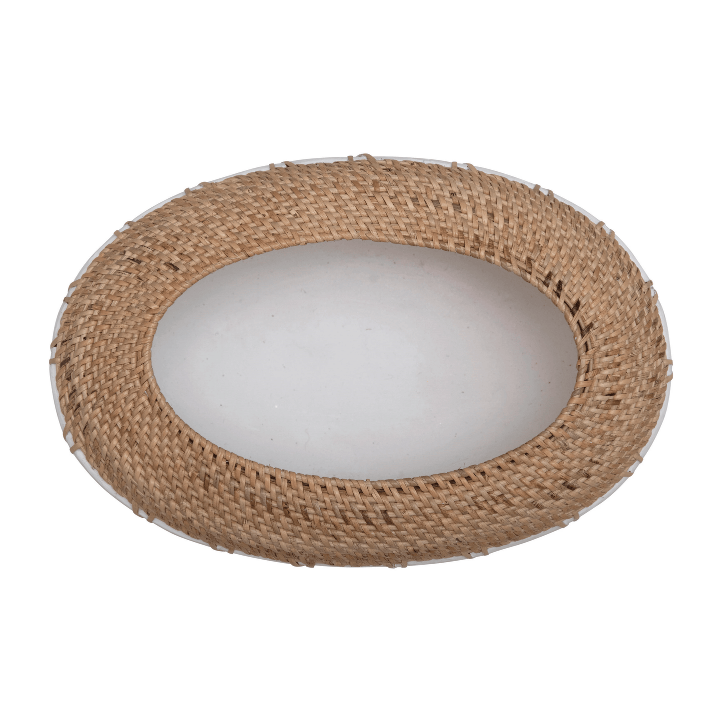 Benton Terracotta Planter with Hand-Woven Rattan Stitching