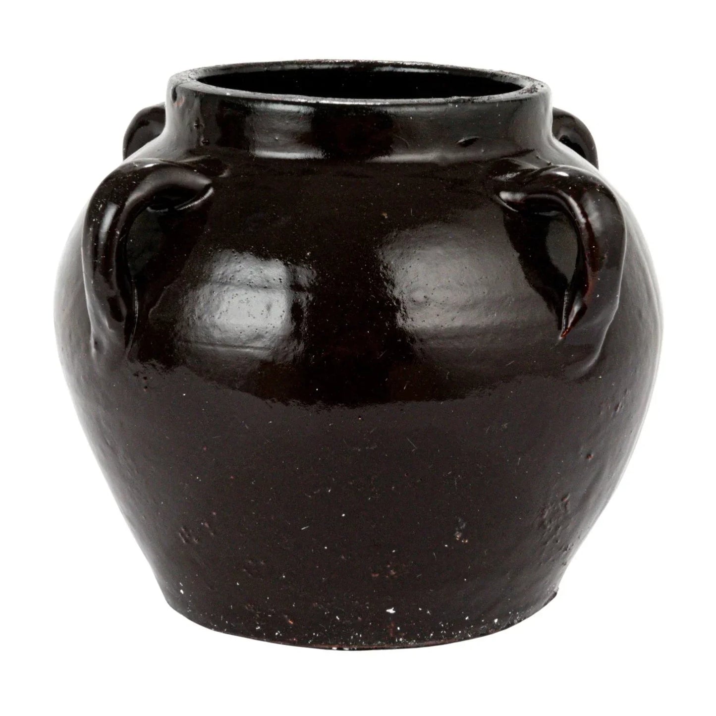 Found Black Clay Jar with Handles