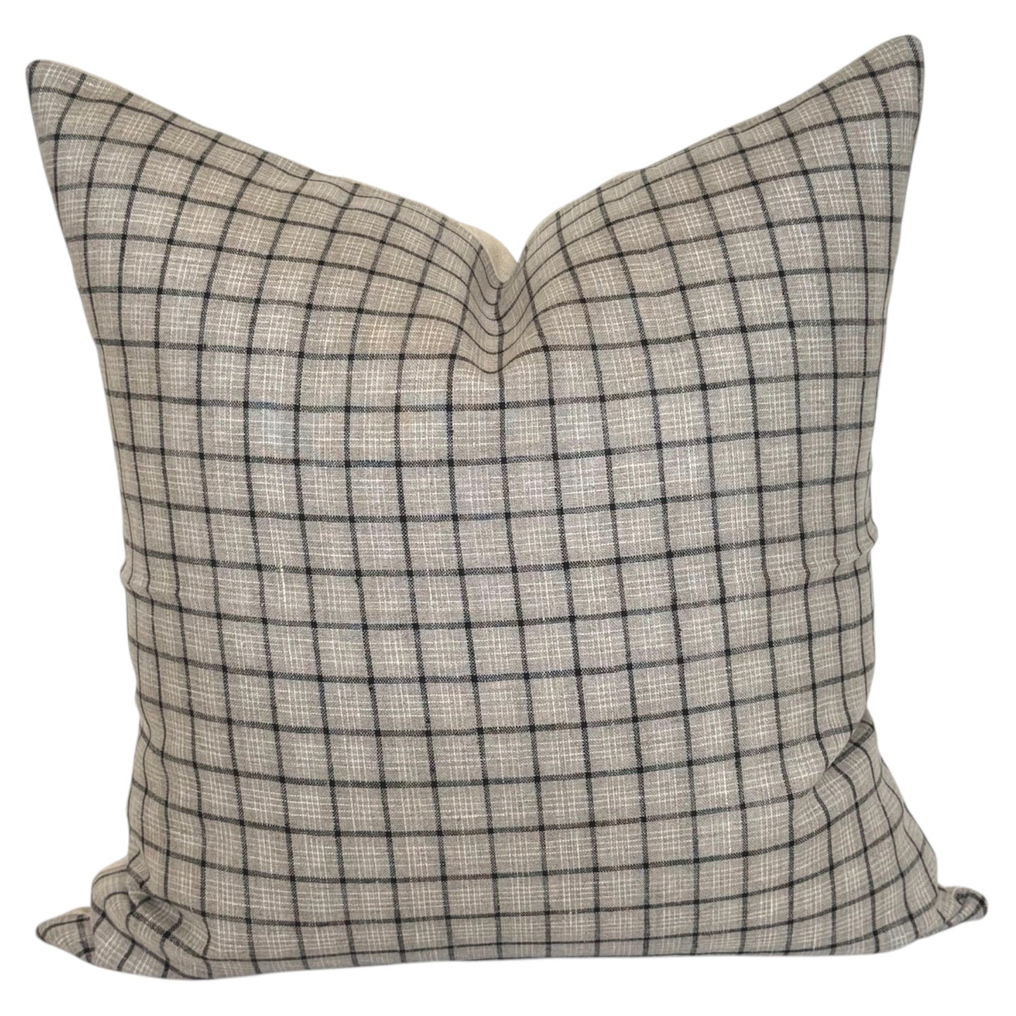 Woven Windowpane Pillow Cover | Grey Black Natural