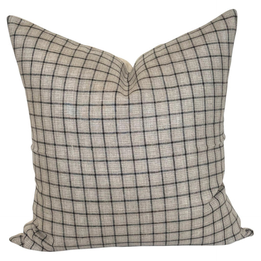 Woven Windowpane Pillow Cover | Grey Black Natural