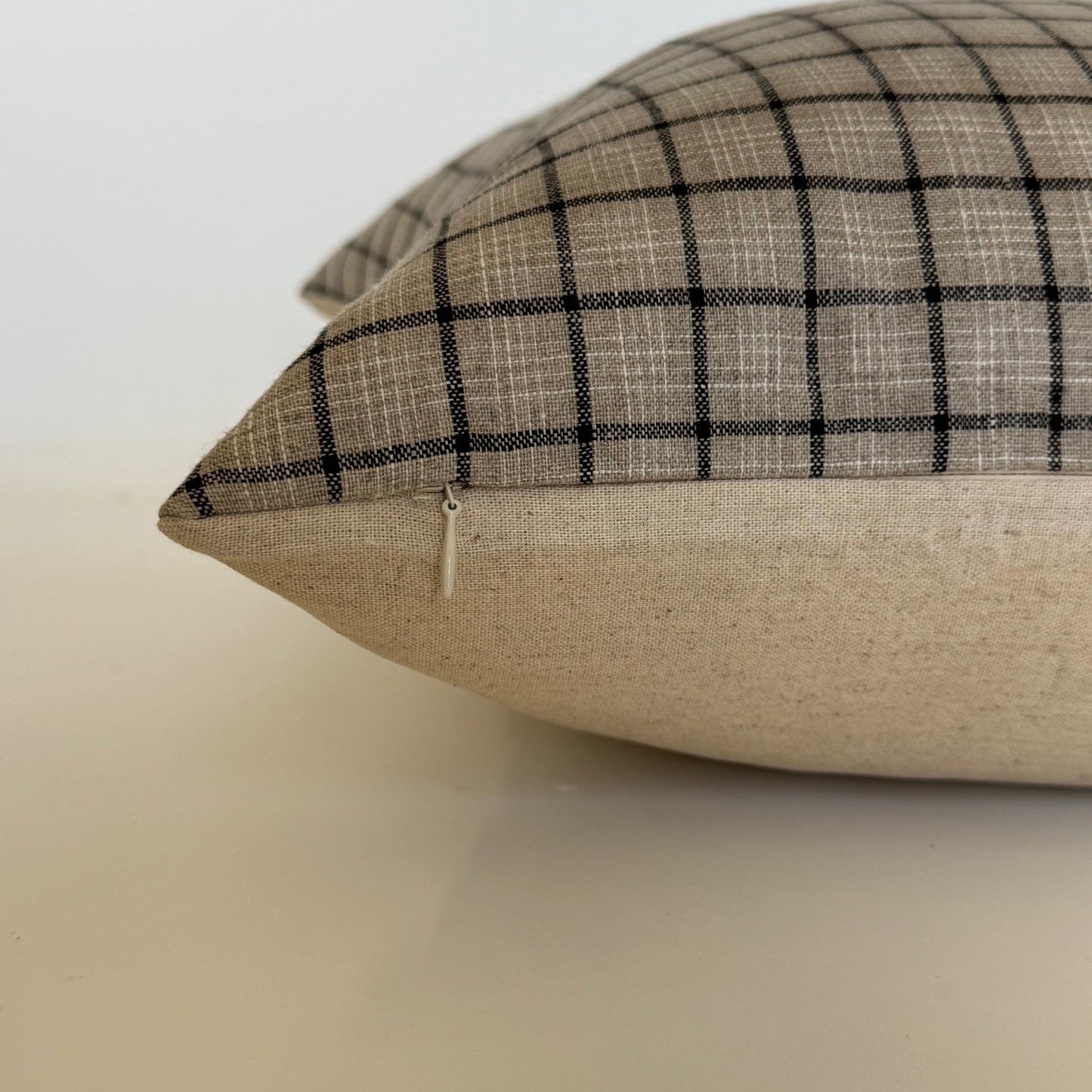 Woven Windowpane Pillow Cover | Grey Black Natural
