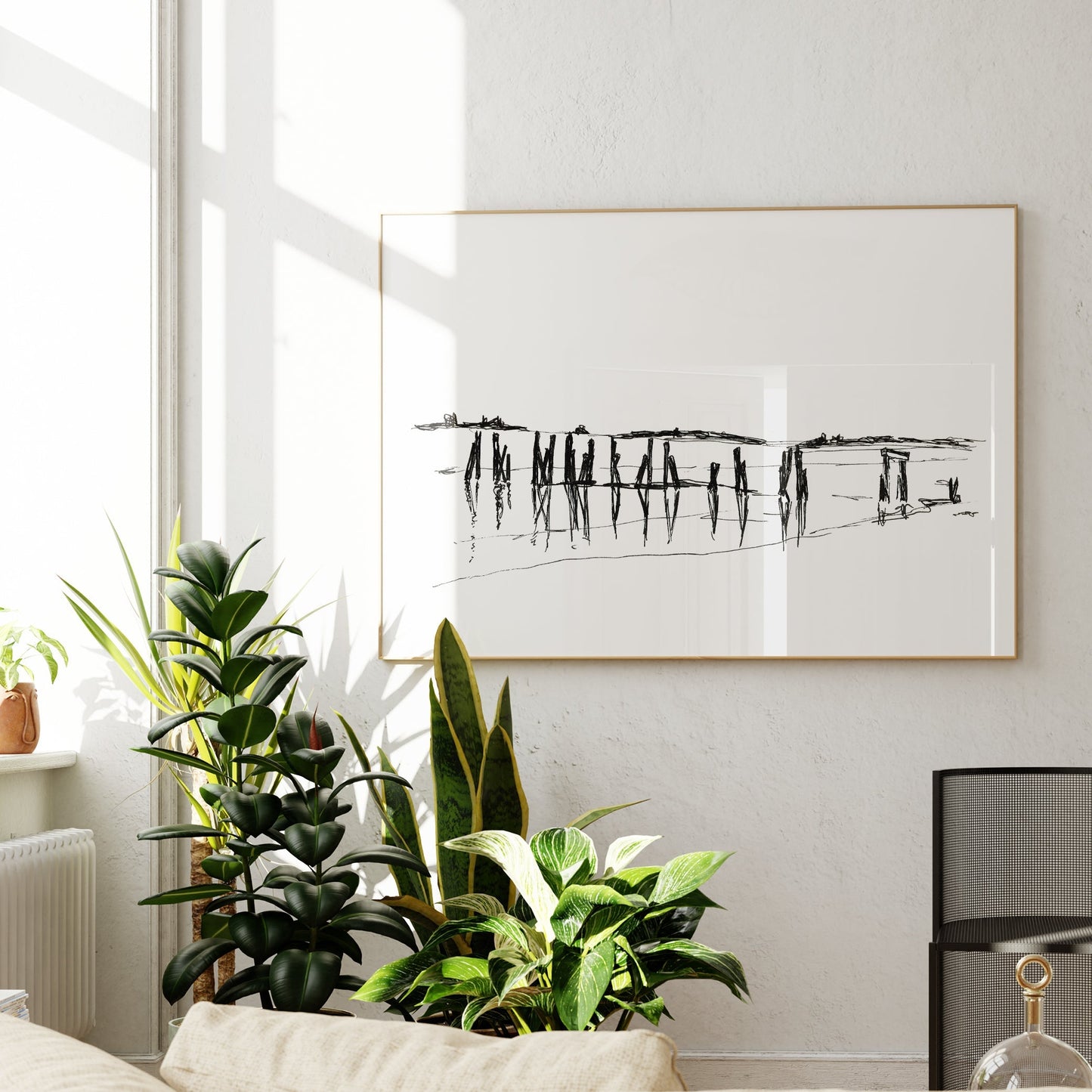 Coastal Line Drawing, West Beach, Fine Art Print