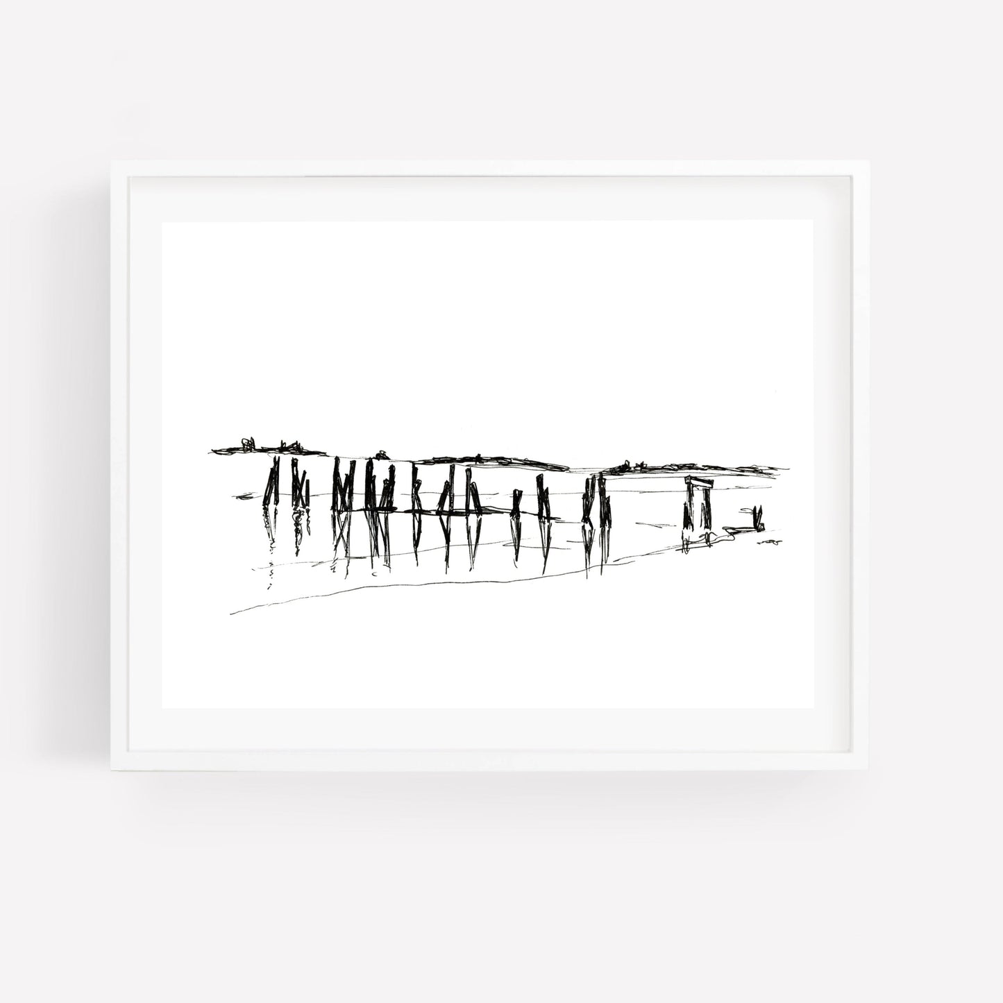 Coastal Line Drawing, West Beach, Fine Art Print