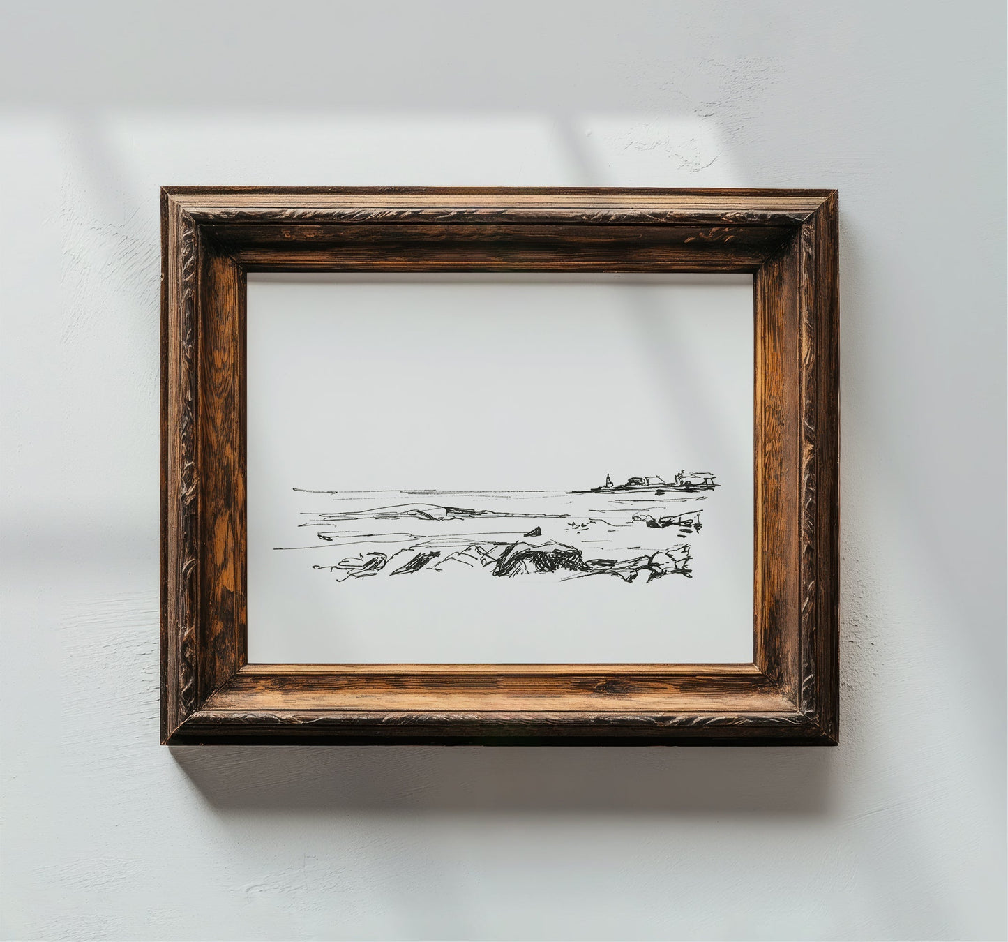 Coastal Line Drawing, Gloucester Coast, Fine Art Print