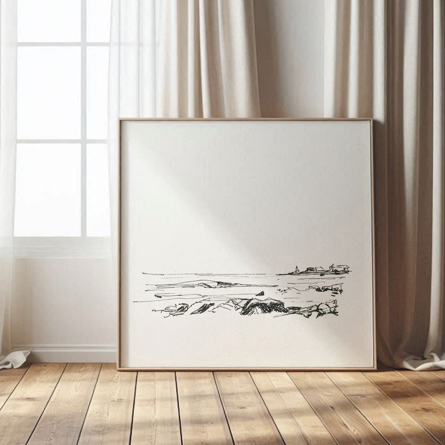 Coastal Line Drawing, Gloucester Coast, Fine Art Print