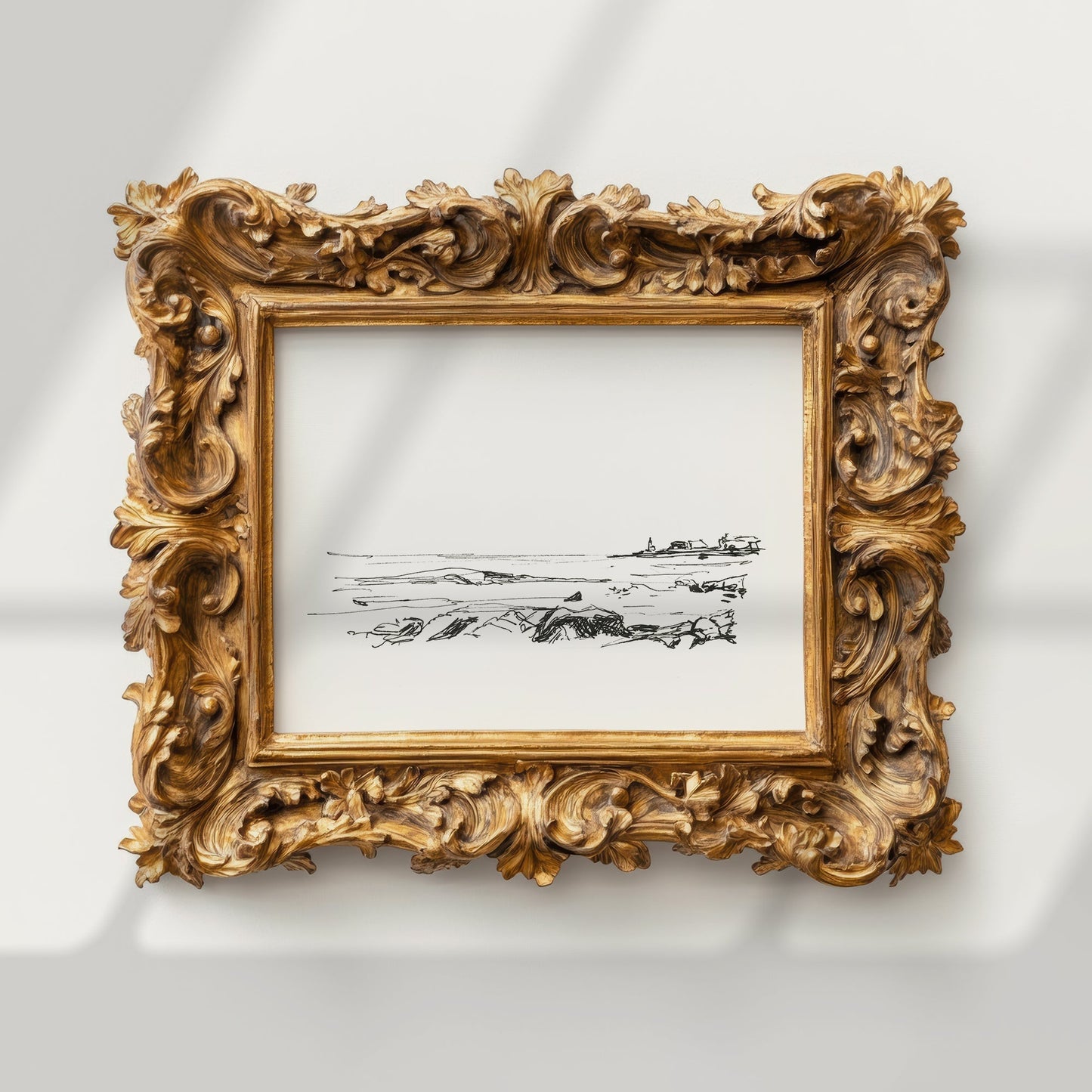 Coastal Line Drawing, Gloucester Coast, Fine Art Print