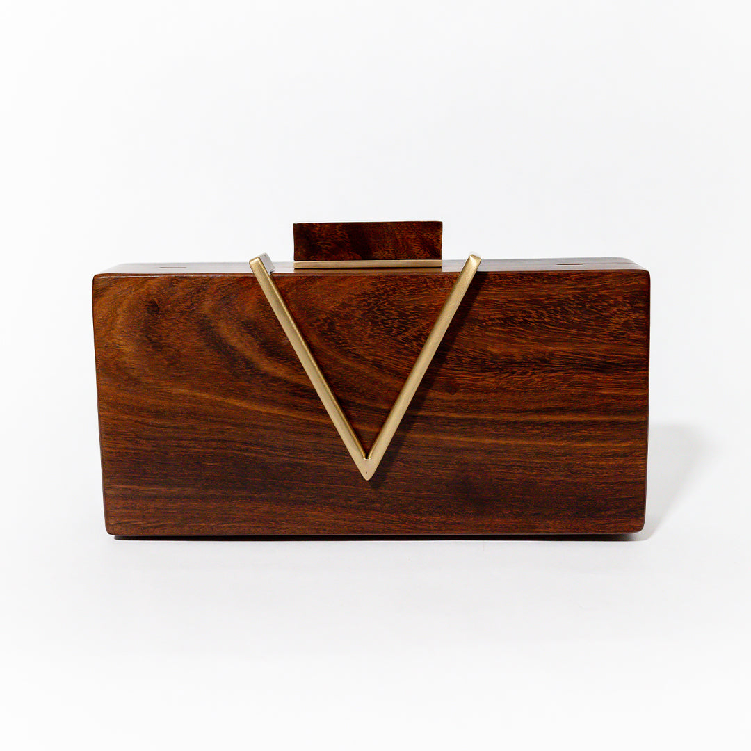 Classic V Wooden Clutch